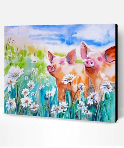 Pigs And Daisies Field Paint By Number