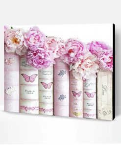 Pink Books And Flowers Paint By Number