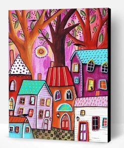 Pink Village Art Paint By Number