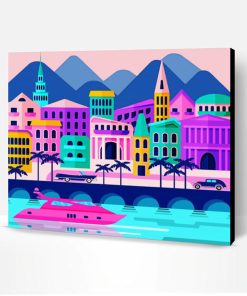 Pink House Illustration Art Paint By Numbers