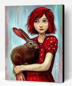 Rabbit And Girl With Red Hair Paint By Number