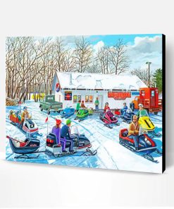 Red Lake Snowmobile Paint By Numbers
