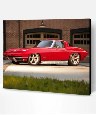 Red Split Window Corvette Paint By Numbers