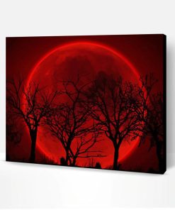 Red Forest Moon Paint By Numbers