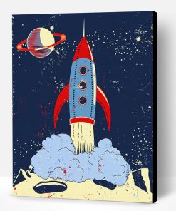 Retro Moon Stars Rocket Paint By Number