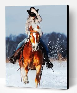 Riding Horse in Snow Paint By Numbers