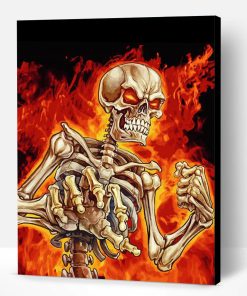Skeleton On Fire Paint By Number