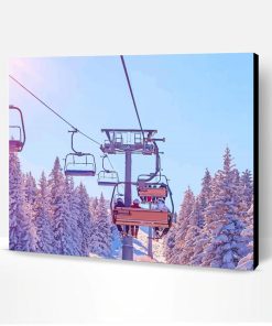 Ski Chair Lift With Sunset Paint By Number