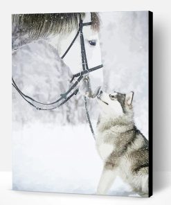 Snow Horse and Husky Animal Paint By Number