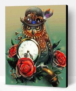 Steampunk Owl With Vintage Clock Paint By Number