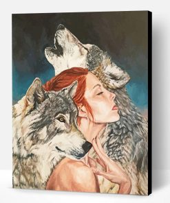 Two Wolves One Woman Paint By Numbers