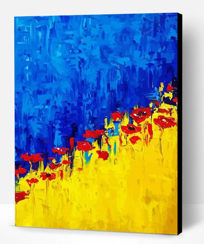 Ukrainian Flag With Poppies Art Paint By Numbers