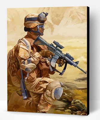 Usmc Marine In Desert Paint By Numbers