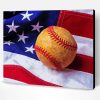 Vintage Baseball American Flag Paint By Number