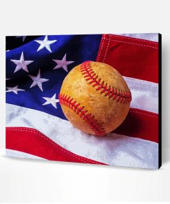 Vintage Baseball American Flag Paint By Number