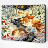 Vintage Animals Snow Scene Paint By Number