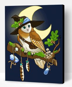 Witch Owl On Branch Paint By Number