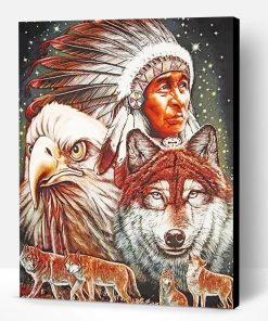 Wolf and Indian Chief Paint By Numbers