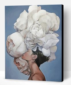 Women With White Roses On Her Head Paint By Number