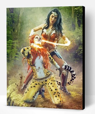 Wonder Woman With Cheetah Paint By Number