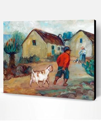 Abstract Boy With Goat Paint By Numbers