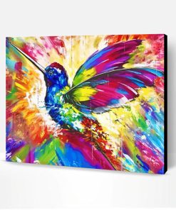 Abstract Rainbow Hummingbird Paint By Number