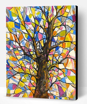 Abstract Stained Glass Tree Paint By Numbers