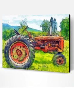 Abstract Red Tractor Paint By Number