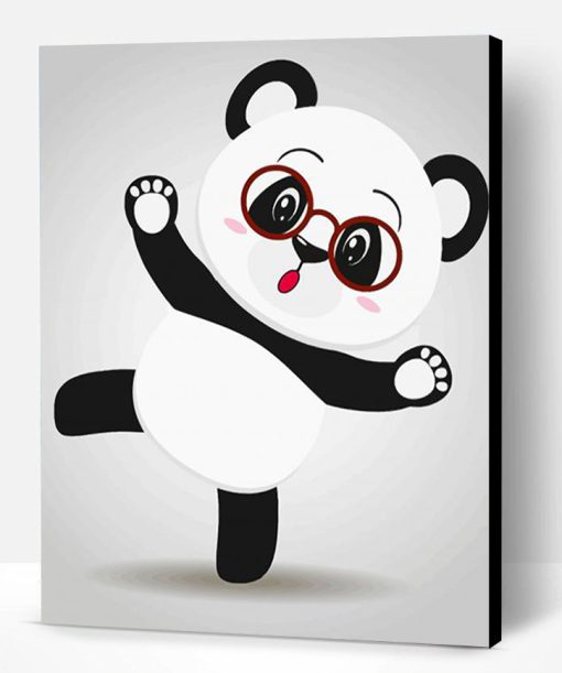 Adorable Panda With Glasses Paint By Numbers