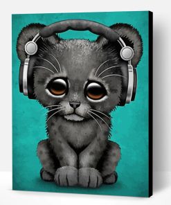 Adorable Cat Wearing Headphones Paint By Number