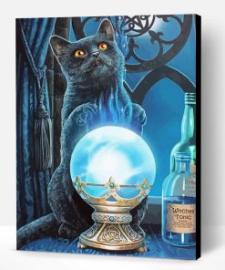 Aesthetic Black Cat With Crystal Ball Paint By Numbers