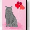 Aesthetic Cat With Heart Balloons Paint By Number