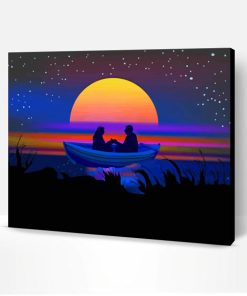 Aesthetic Couple Rowing Boat Illustration Paint By Number