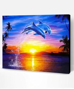 Aesthetic Dolphins At Sunset Paint By Number