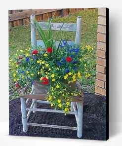 Aesthetic Flowers Pots Chair Illustration Paint By Numbers