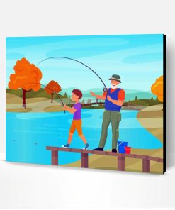 Aesthetic Grandpa Fishing With Grandson Paint By Numbers