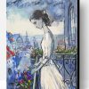 Aesthetic Lady in White on Balcony Paint By Numbers