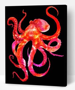 Aesthetic Red Octopus Illustration Paint By Number