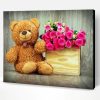 Aesthetic Brown Teddy Bear With Flowers Paint By Number