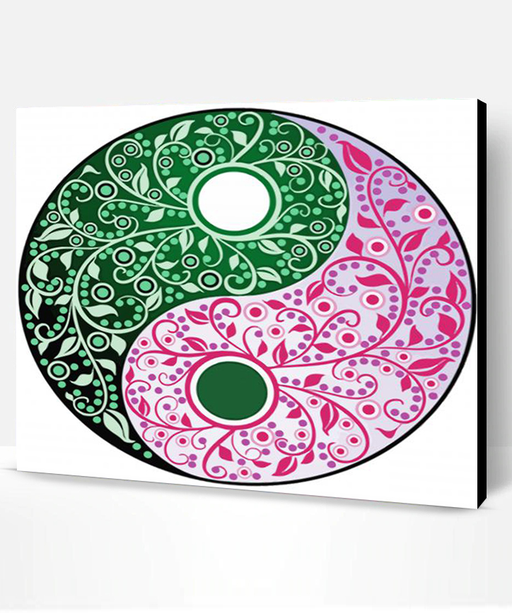 Aesthetic Pink And Green Yin Yang Mandala Paint By Numbers - Paint By ...