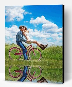 Aesthetic Romantic Couple on Bicycles Paint By Number