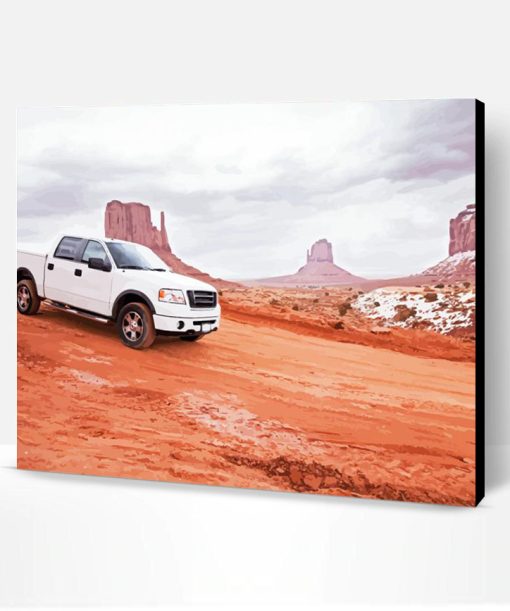 Aesthetic White Truck In Desert Paint By Number