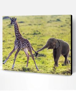 Baby Elephant And Giraffee Paint By Numbers