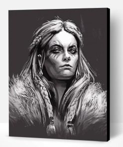 Black And White Norse Girl Paint By Number