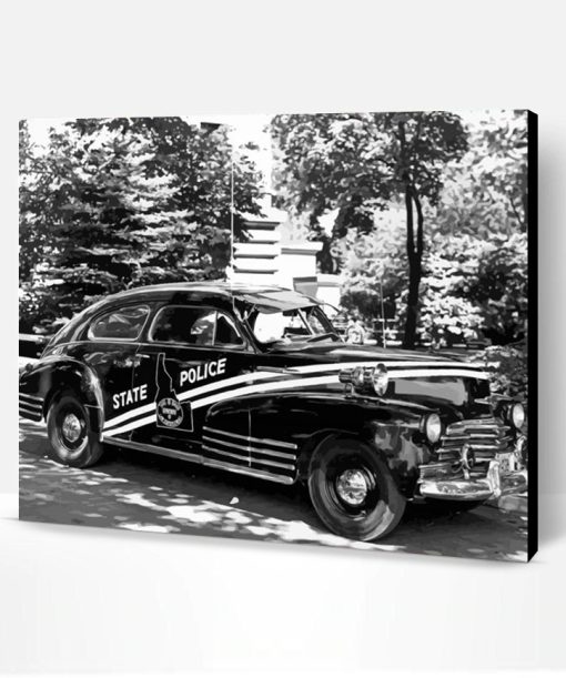 Black And White Classic Police Car Paint By Numbers