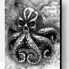 Black And White Octopus Skull Paint By Number