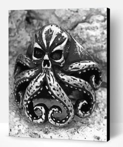 Black And White Octopus Skull Paint By Number