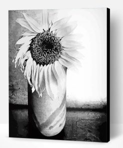 Black And White Sunflower In A Vase Paint By Number