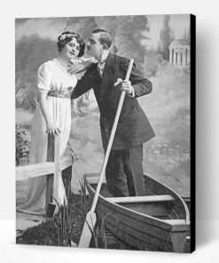 Black And White Vintage Couple On Boat Paint By Number