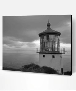Black And White Waimanalo Lighthouse Paint By Number